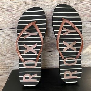 Roxy Flop Flops Sandals Women’s 10/11 Pink Black & White